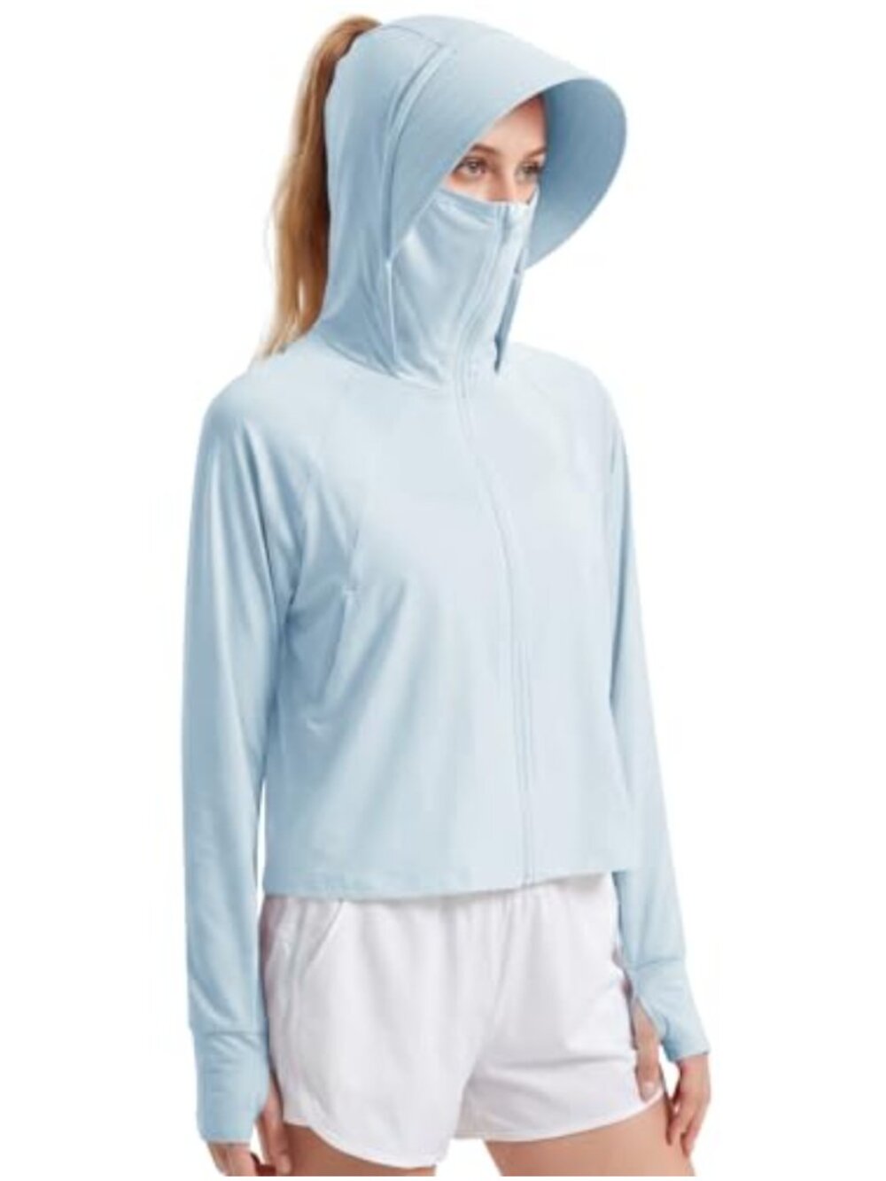 UPF 50+ Nylon Spandex Athletic Jacket Hoodie Long Sleeve Outdoor